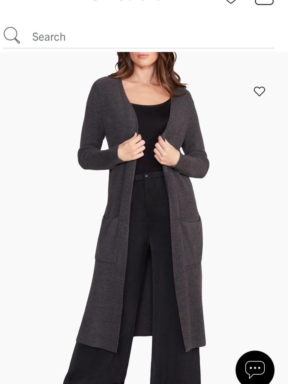 Barefoot Dreams Long Open-Front Cardigan Sweater - Charcoal